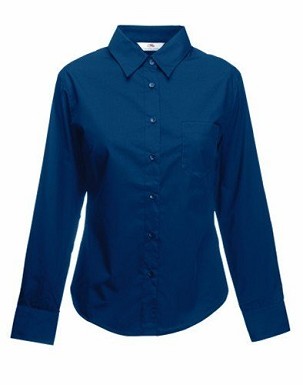 Fruit of the Loom, Ladies LS Poplin Shirt, ženska poslovna košulja, teget, 2XL