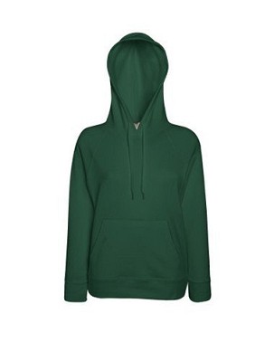 Fruit of the Loom, Ladies Lightweight Hooded Sweat, hooded sweatshirt, forest green, XS