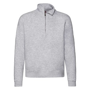 Fruit Of The Loom Premium Zip Neck Sweat, Rhinestone Zip Clasp