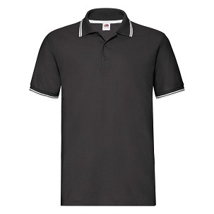 Fruit of the Loom, Premium Tipped Polo, premium two-tone men's polo shirt, white-black, L