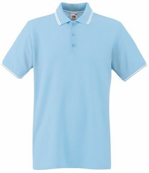 Fruit of the Loom, Premium Tipped Polo, premium dvobojna muška polo majica,svetlo plavo – bela , XL