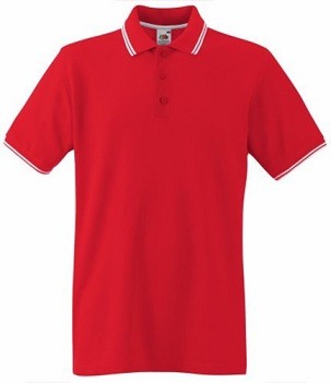 Fruit of the Loom, Premium Tipped Polo, premium dvobojna muška polo majica, crveno – bela, S