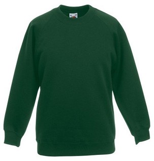 Fruit Of The Loom, Kids Premium Raglan Sweat, Kids' Hoodie, Forest Green, 5-6