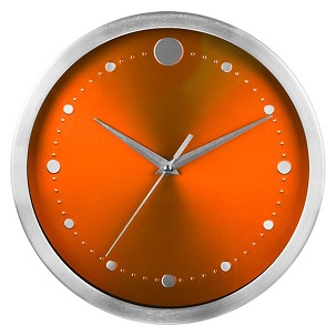 TWINGO, aluminum wall clock, orange