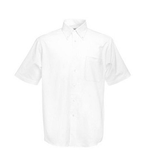 Fruit of the Loom, SS Oxford Shirt, men's short sleeve business shirt, white, L