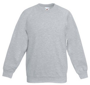 Fruit Of The Loom, Kids Premium Raglan Sweat, Sweatshirt, Ash Gray, 9-11