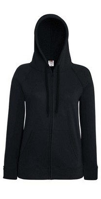 Fruit of the Loom, Ladies Lightweight Hooded Sweat Jacket, hooded sweatshirt, black, 2XL