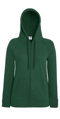 Fruit of the Loom, Ladies Lightweight Hooded Sweat Jacket, hooded sweatshirt, forest green, S