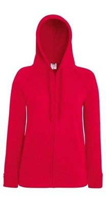 Fruit of the Loom, Ladies Lightweight Hooded Sweat Jacket, ženski duks sa kapuljačom, crvena, XS