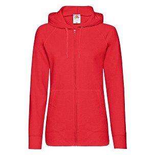 Fruit of the Loom, Ladies Lightweight Hooded Sweat Jacket, hooded sweatshirt, red, L