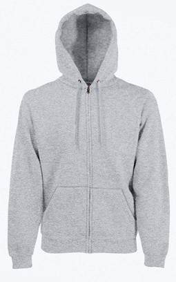 Fruit Of The Loom, Premium Hooded sweat jakna, pepeljasto siva,, S
