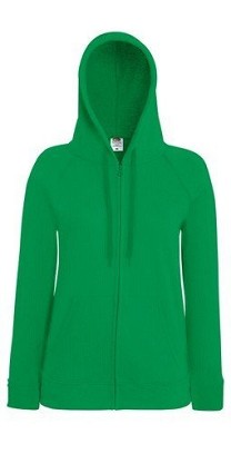 Fruit of the Loom, Ladies Lightweight Hooded Sweat Jacket, ženski duks sa kapuljačom, kelly zelena, M