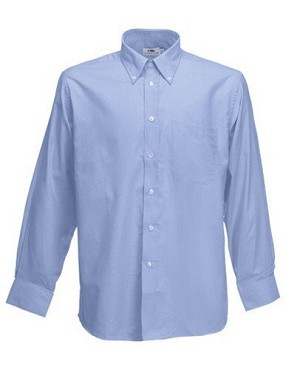 Fruit of the Loom, LS Oxford Shirt, Men's Long Sleeve Business Shirt, Oxford Blue, 3XL