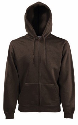 Fruit Of The Loom, Premium Hooded Sweat Jacket, Chocolate, XL