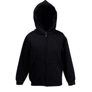 Fruit Of The Loom, Kids Premium Hooded Sweat Jacket, duks sa kapuljačom za decu, crna, 14-15