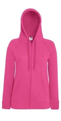 Fruit of the Loom, Ladies Lightweight Hooded Sweat Jacket, hooded sweatshirt, fuchsia, L