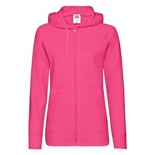 Fruit of the Loom, Ladies Lightweight Hooded Sweat Jacket, women's hooded sweatshirt, fuchsia, 2XL