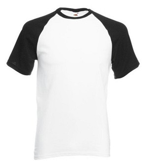 Fruit of the Loom, Baseball T, men's cotton two-tone T-shirt, white-blue, S