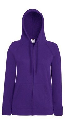Fruit of the Loom, Ladies Lightweight Hooded Sweat Jacket, hooded sweatshirt, purple, S
