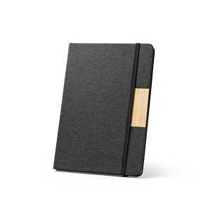 MÁRQUEZ. A5 hardback notebook made from 100% recycled PET fabric, with recycled lined pages