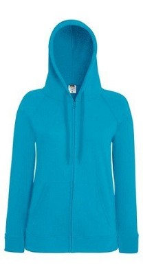 Fruit of the Loom, Ladies Lightweight Hooded Sweat Jacket, ženski duks sa kapuljačom, azurno plava, 2XL