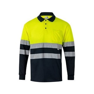 Velilla VULCAN. Bird-eye dvobojna polo majica (160g/m²) sa dugim rukavima, od poliestera (100%)