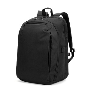 UDINE. Travel backpack with one full opening compartment in high density 300D recycled polyester 16"