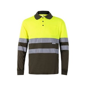 Velilla VULCAN. Bird-eye dvobojna polo majica (160g/m²) sa dugim rukavima, od poliestera (100%)