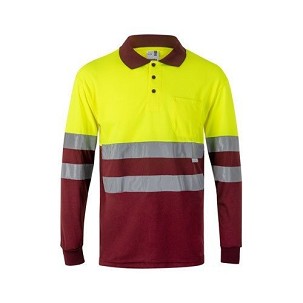 Velilla VULCAN. Bird-eye dvobojna polo majica (160g/m²) sa dugim rukavima, od poliestera (100%)