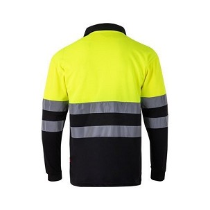 VL VULCAN LARGE. Bird-eye dvobojna polo majica (160g/m²) sa dugim rukavima, od poliestera (100%)