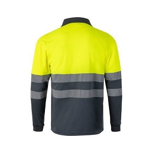 VL VULCAN LARGE. Bird-eye dvobojna polo majica (160g/m²) sa dugim rukavima, od poliestera (100%)