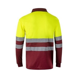 VL VULCAN LARGE. Bird-eye dvobojna polo majica (160g/m²) sa dugim rukavima, od poliestera (100%)