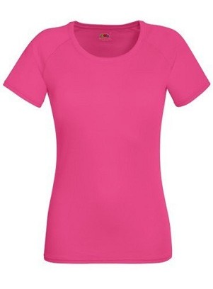 Fruit of the Loom, Performance, sports polyester T-shirt for women, fuchsia, M