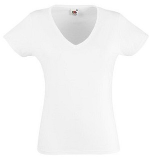 Fruit of the Loom, Ladies Valueweight V-Neck T, Women's V-neck T-shirt, white, L
