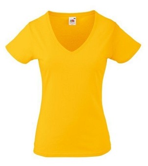 Fruit of the Loom, Ladies Valueweight V-Neck T, Women's V-neck T-shirt, Sunflower Yellow, S