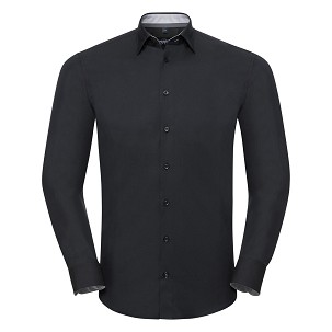 Men’s Long Sleeve Tailored Contrast Ultimate Stretch Shirt, Russell Europe