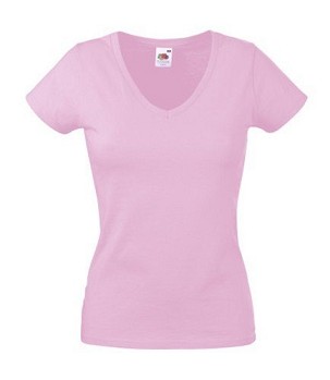 Fruit of the Loom, Ladies Valueweight V-Neck T, Women's V-neck T-shirt, Pink, L