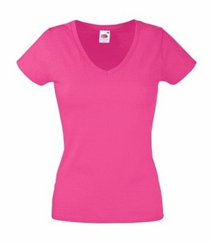 Fruit of the Loom, Ladies Valueweight V-Neck T, Women's V-neck T-shirt, fuchsia, XL