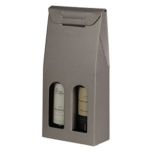 BOTTLE DUO, troslojna samosklopiva gift box for dve bottle, siva