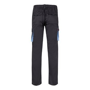 VL FIDES. Two-tone, multi-pocket stretch trousers (240g/m²), in cotton (46%), EME (38%) and polyester (16%)