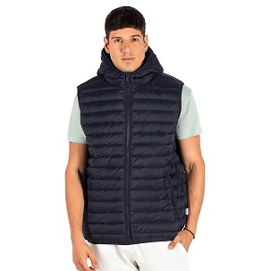 LIBERTY HOOD VEST MEN, light padded bodywarmer with hood, blue