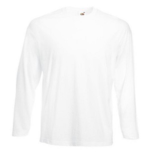 Fruit of the Loom, Valueweight, Men's Long Sleeve Cotton T-shirt, White, 2XL