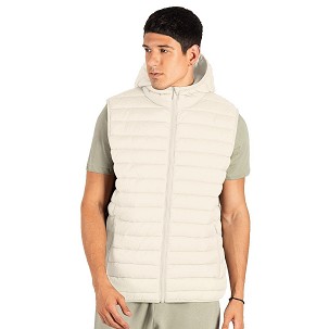 LIBERTY HOOD VEST MEN, light padded bodywarmer with hood, off white