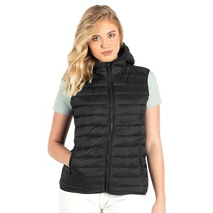 LIBERTY HOOD VEST WOMEN, light padded bodywarmer with hood, black
