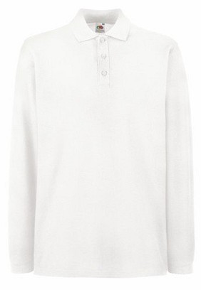 Fruit of the Loom, Premium LS Polo, premium unisex polo majica dugih rukava, bela, S