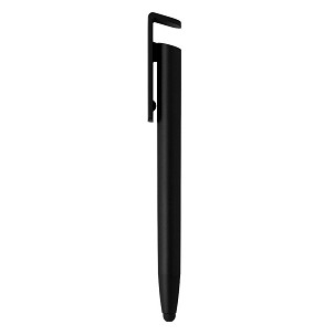 HALTER, plastic touch pen with mobile phone holder, metallic black