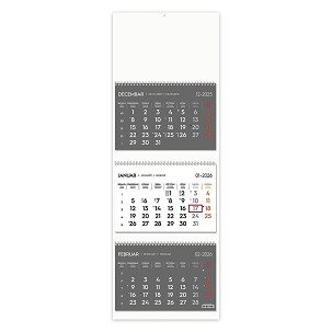 POSLOVNI 73, wall calendar, 3 parts, 3 x 12 pages, format 23 x 51 cm, white