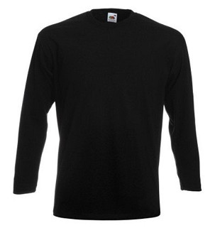 Fruit of the Loom, Super Premium, Men's Long Sleeve Cotton T-Shirt, Black, S