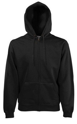 Fruit of the Loom, Classic Hooded Sweat Jacket, muški duks sa kapuljačom i cibzarom, crna, 5XL