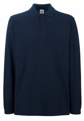 Fruit of the Loom, Premium LS Polo, premium unisex polo majica dugih rukava, tamno teget, 2XL